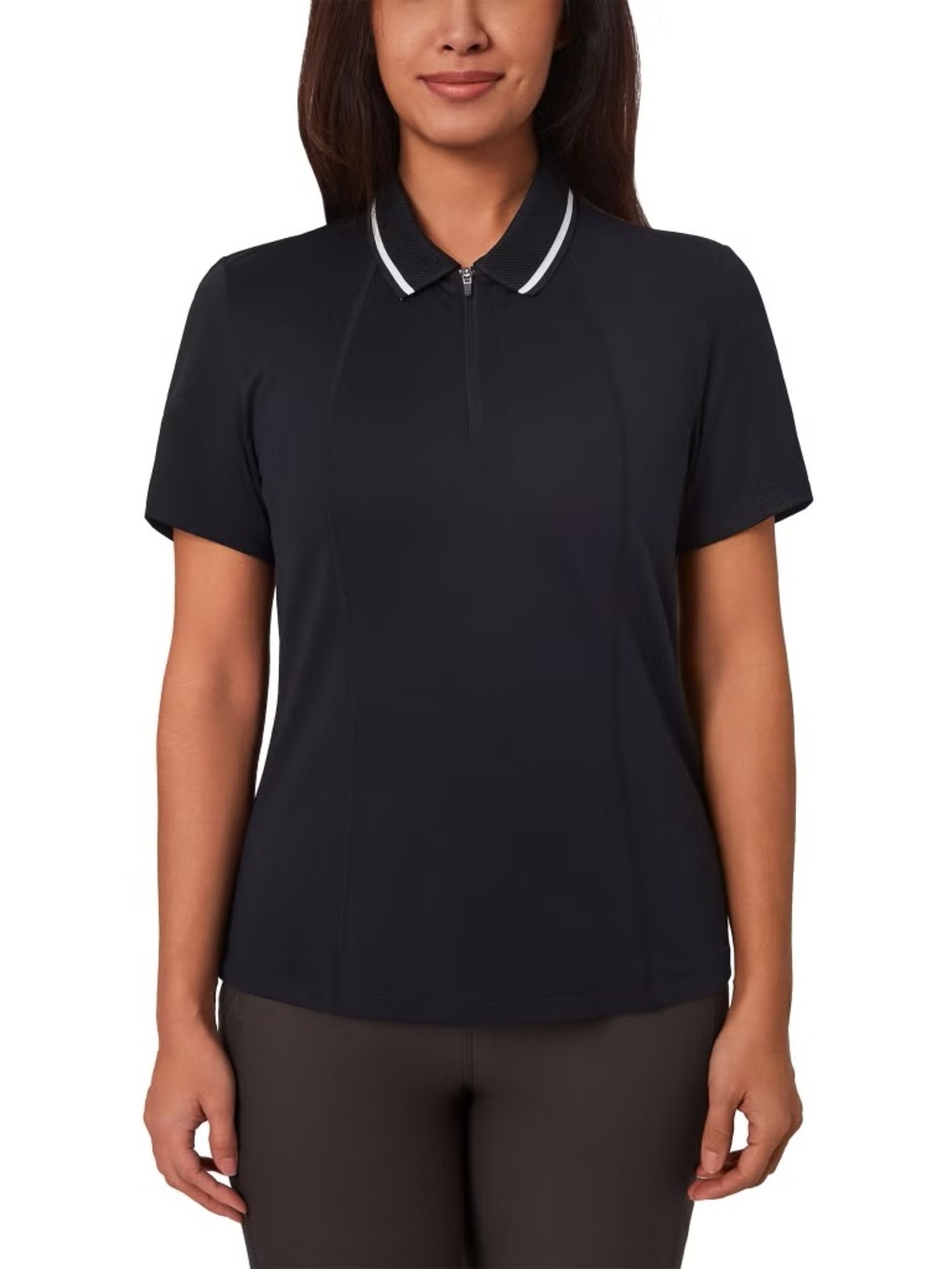 Mondetta Black Short-Sleeve Polo with White Collar Trim